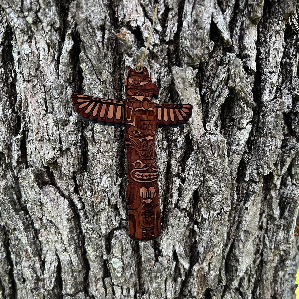 Laser engraved front surface cedar ornament
