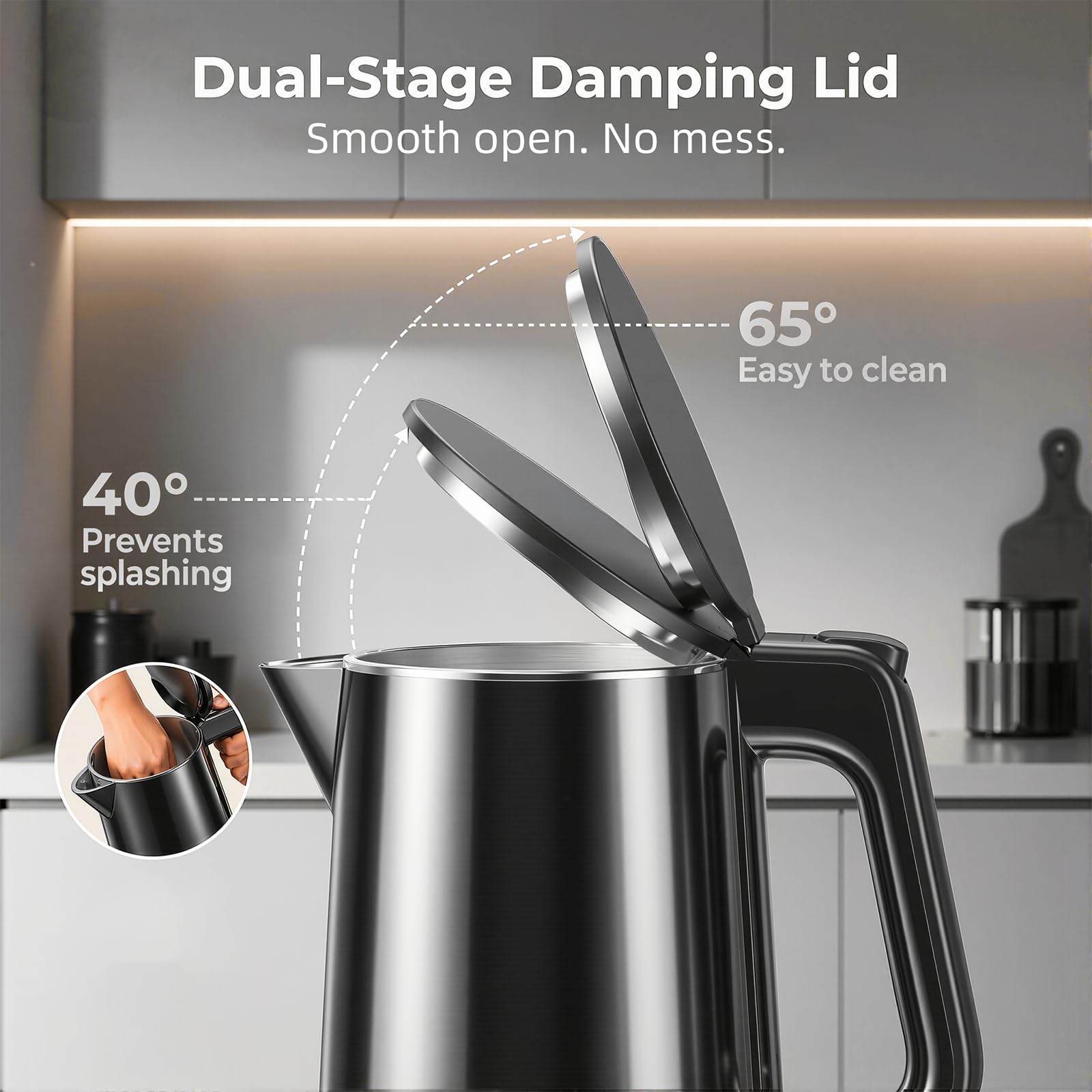 Compact lightweight electric kettle suitable for small kitchens