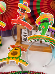 Assorted designs including sombrero tacos guitars pinatas avocados