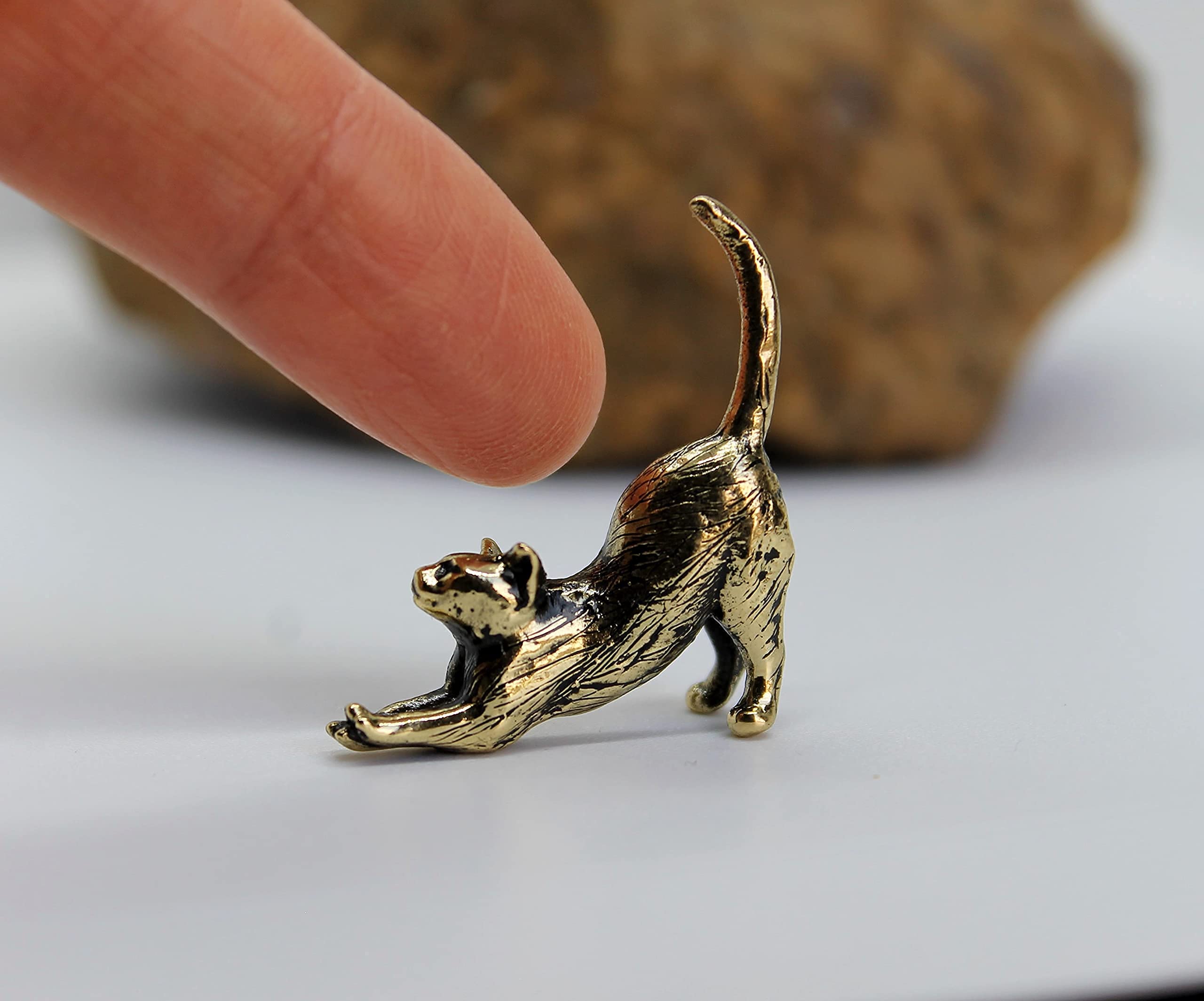 Brass kitten miniature used as cat decor gift