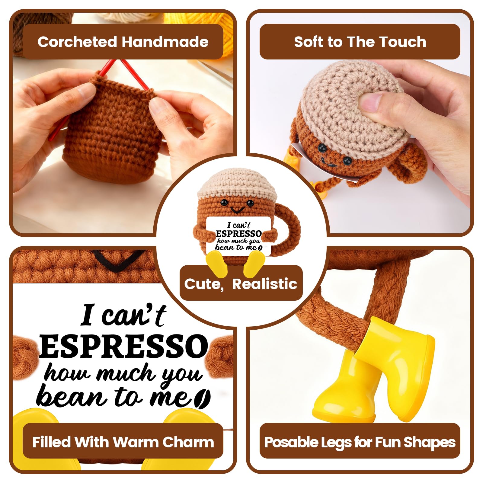 All-occasion gift crochet cup with pun card and packaging