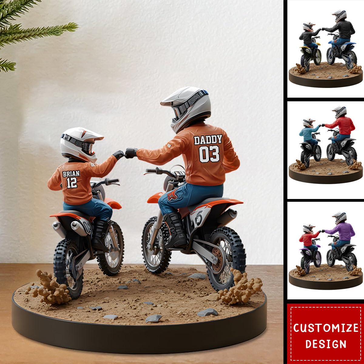 Desk shelf fireplace decor dirt bike plaque