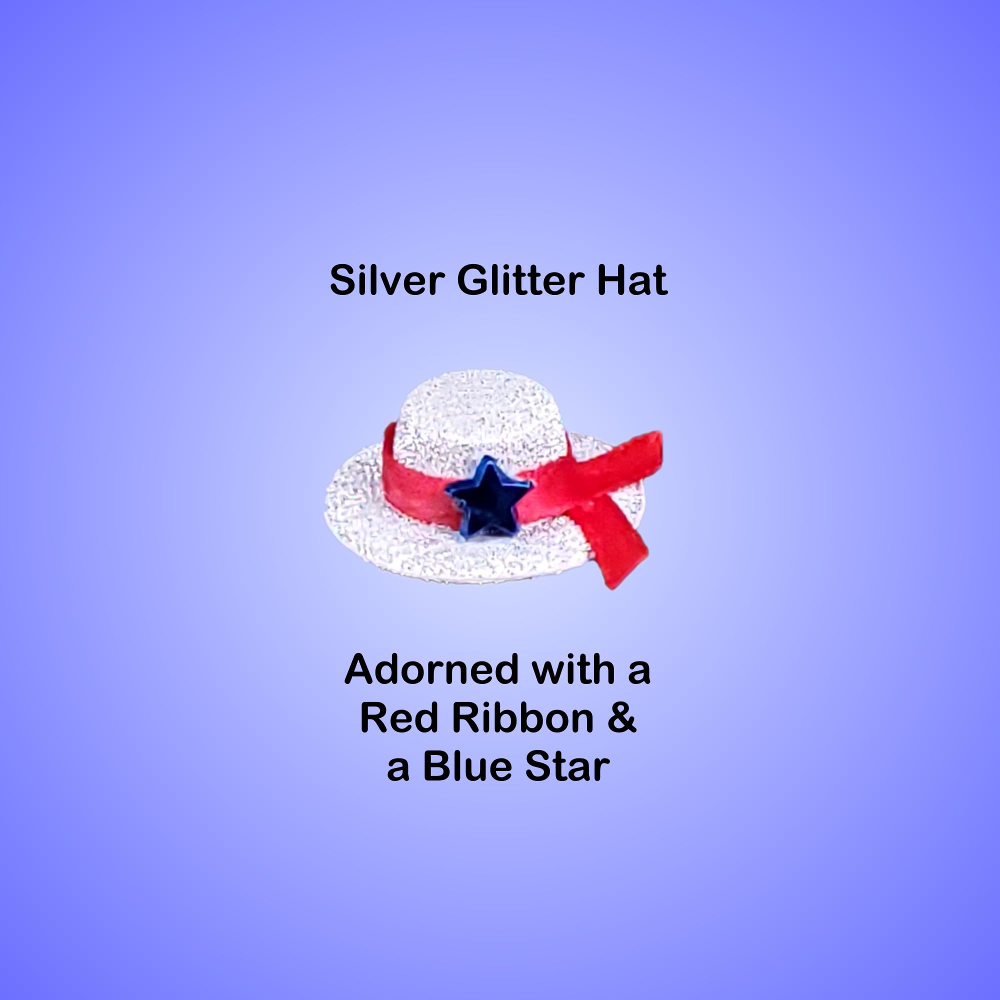 Desk goose wearing coordinated hat and silver glitter accents