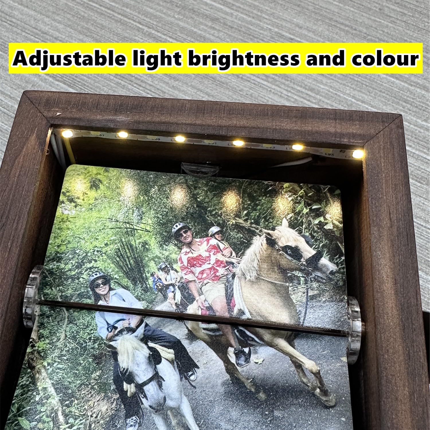Desktop or shelf display ready memory frame with photos