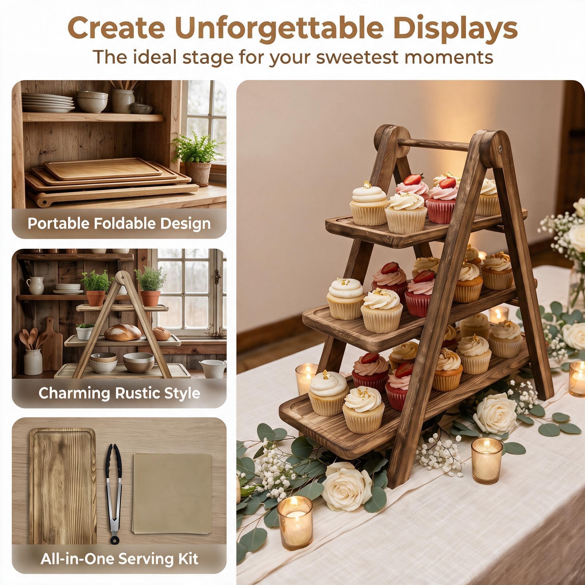 3-tier tray used as dessert display for cookies and fruit