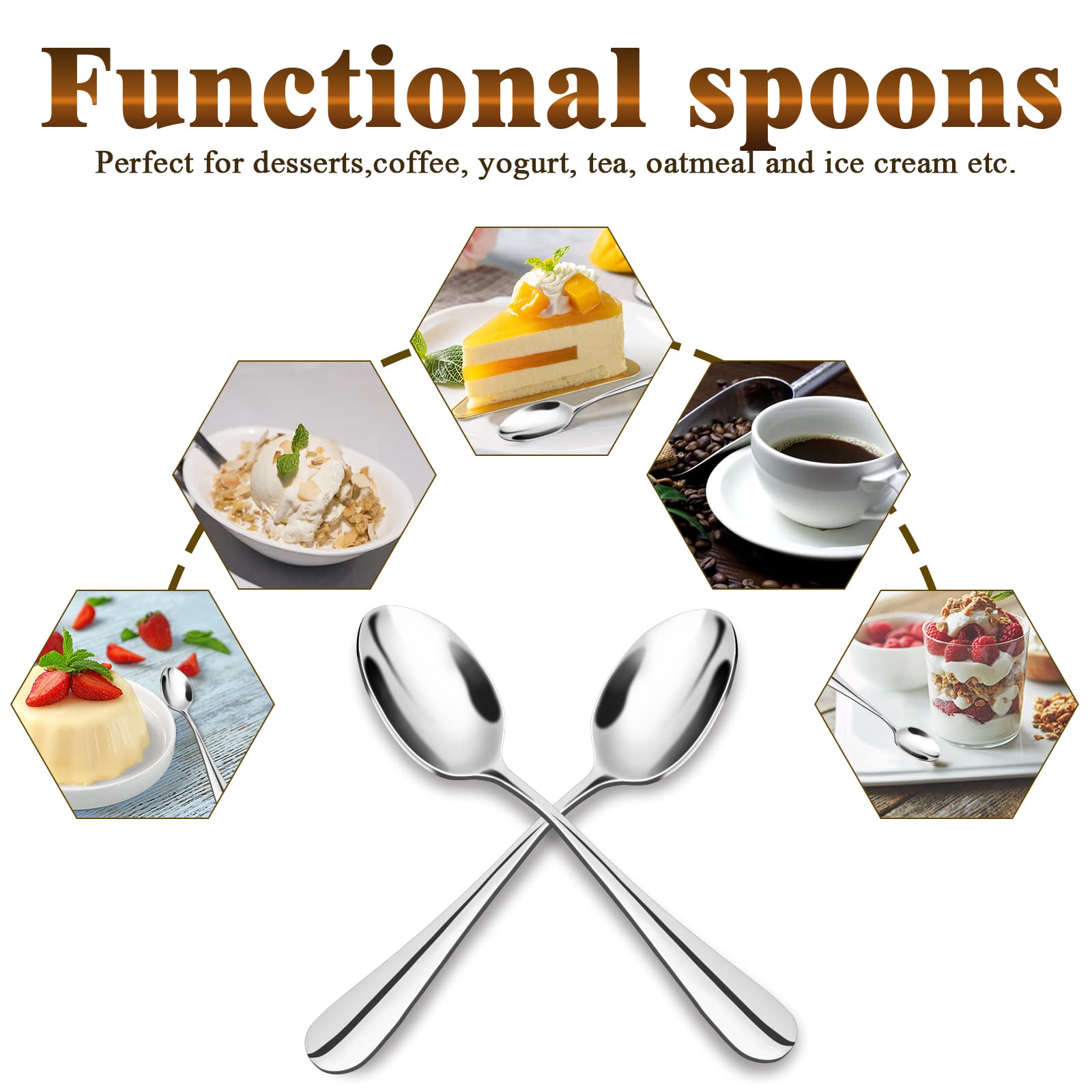 Versatile spoons for coffee tea and stirring 6-pack