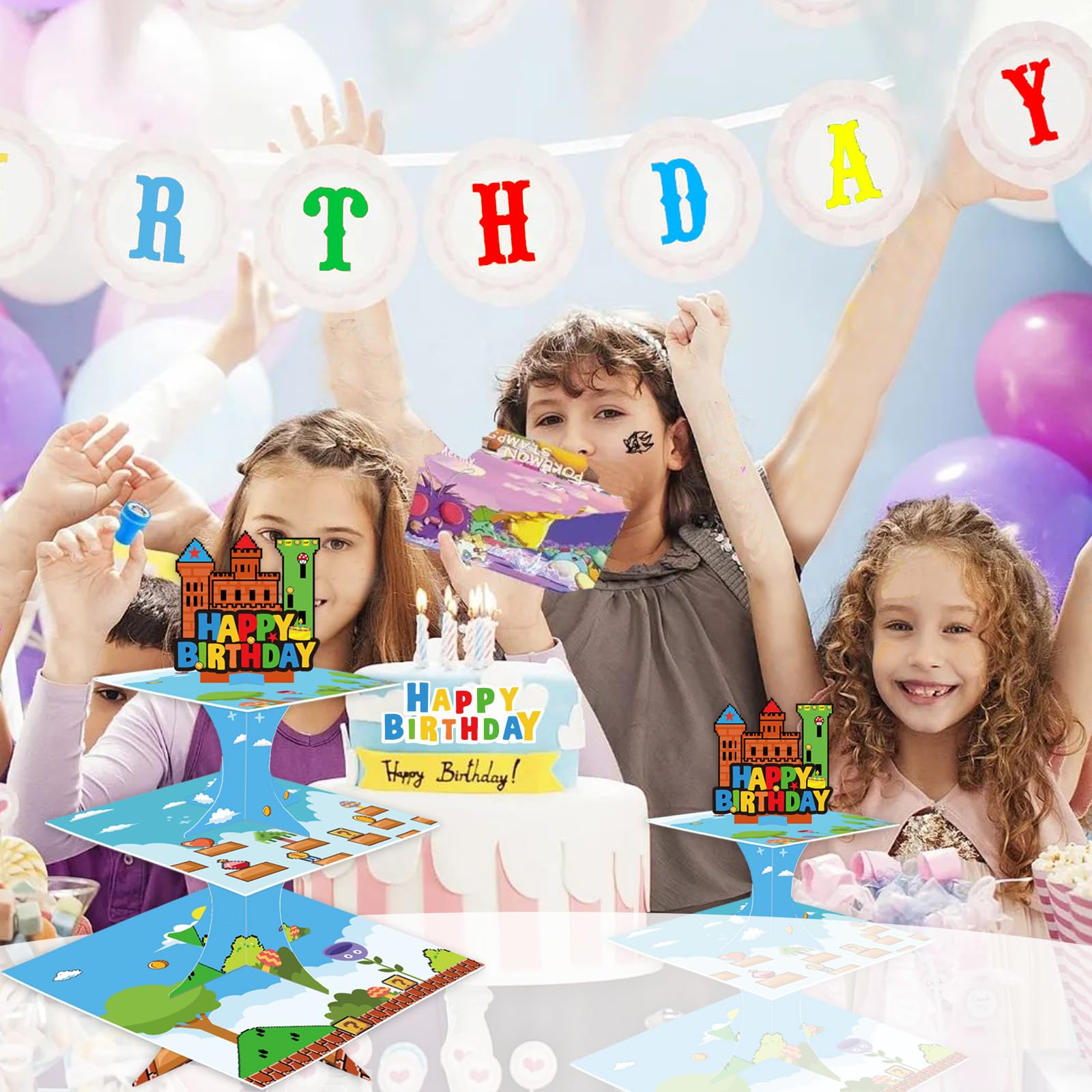 Video games theme birthday decoration dessert tower