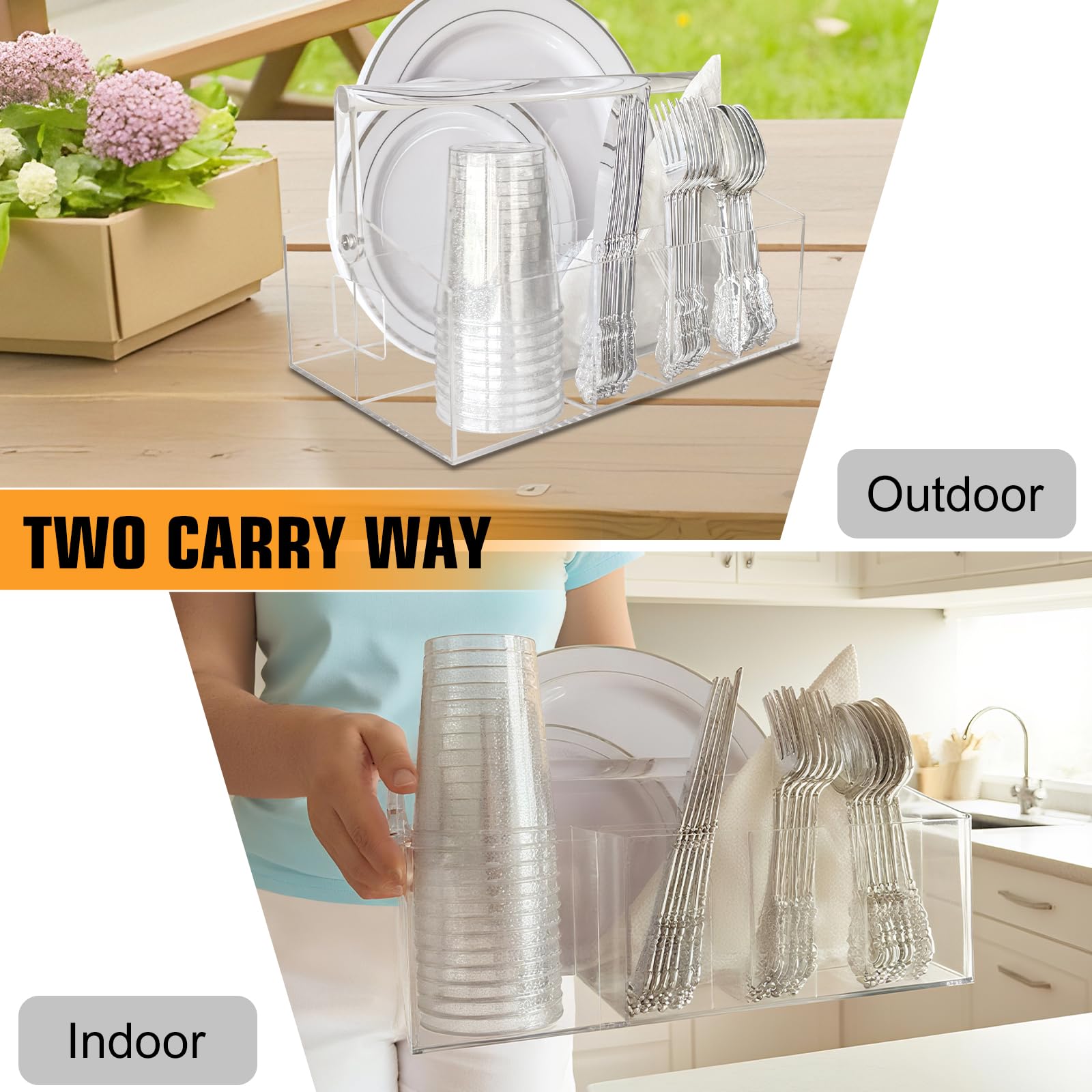 versatile storage caddy used for plates and napkins