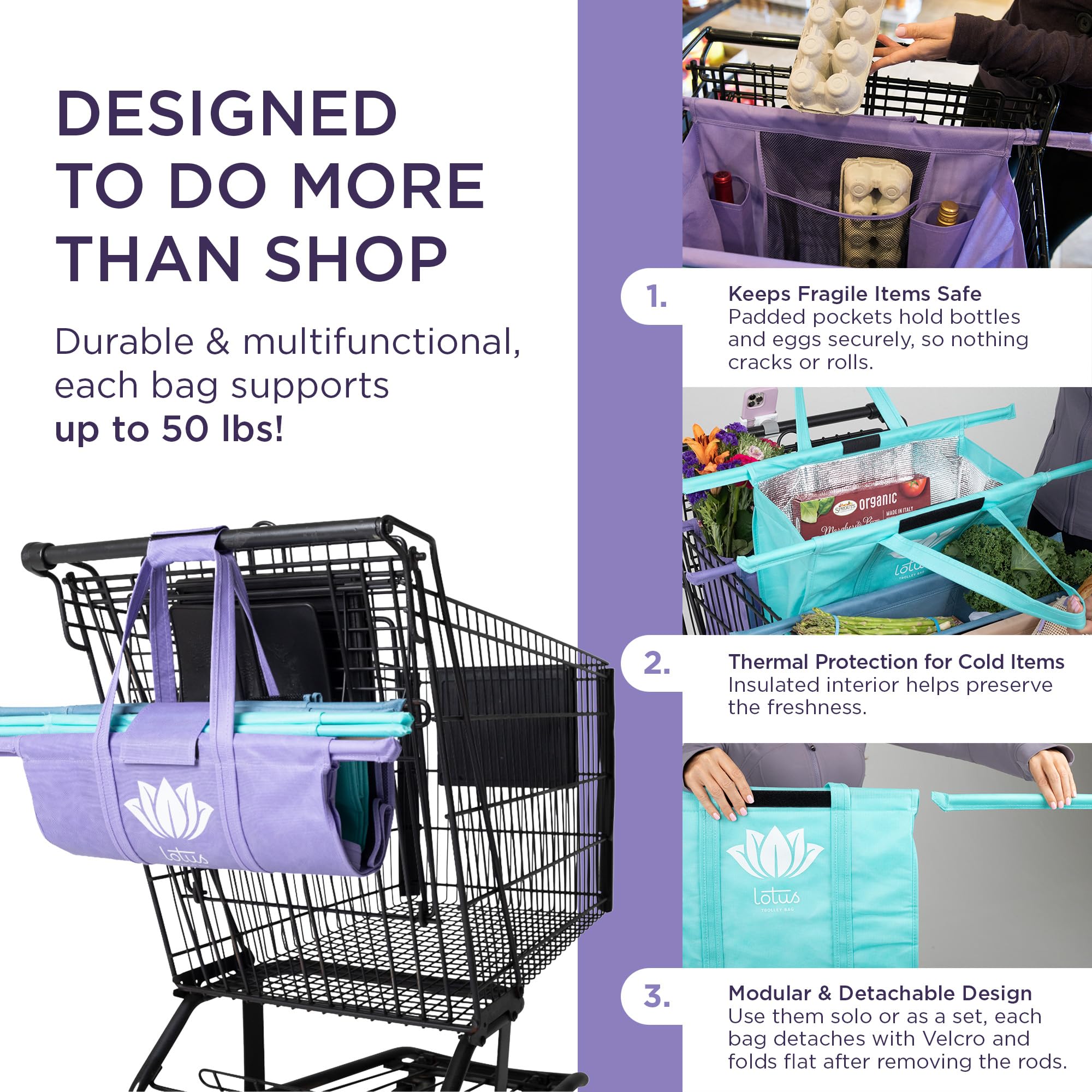 Wine and egg pockets in Lotus Original Trolley bags