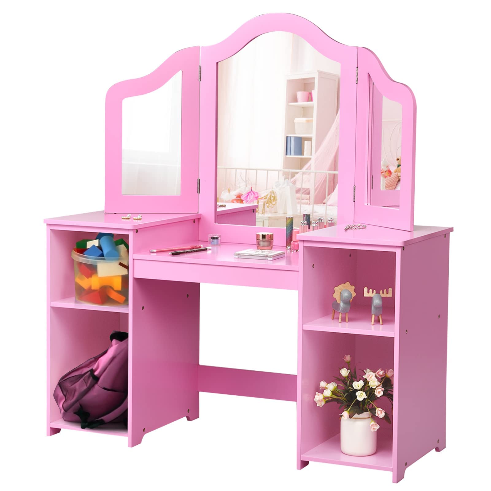 Package includes mirror dressing table and guide