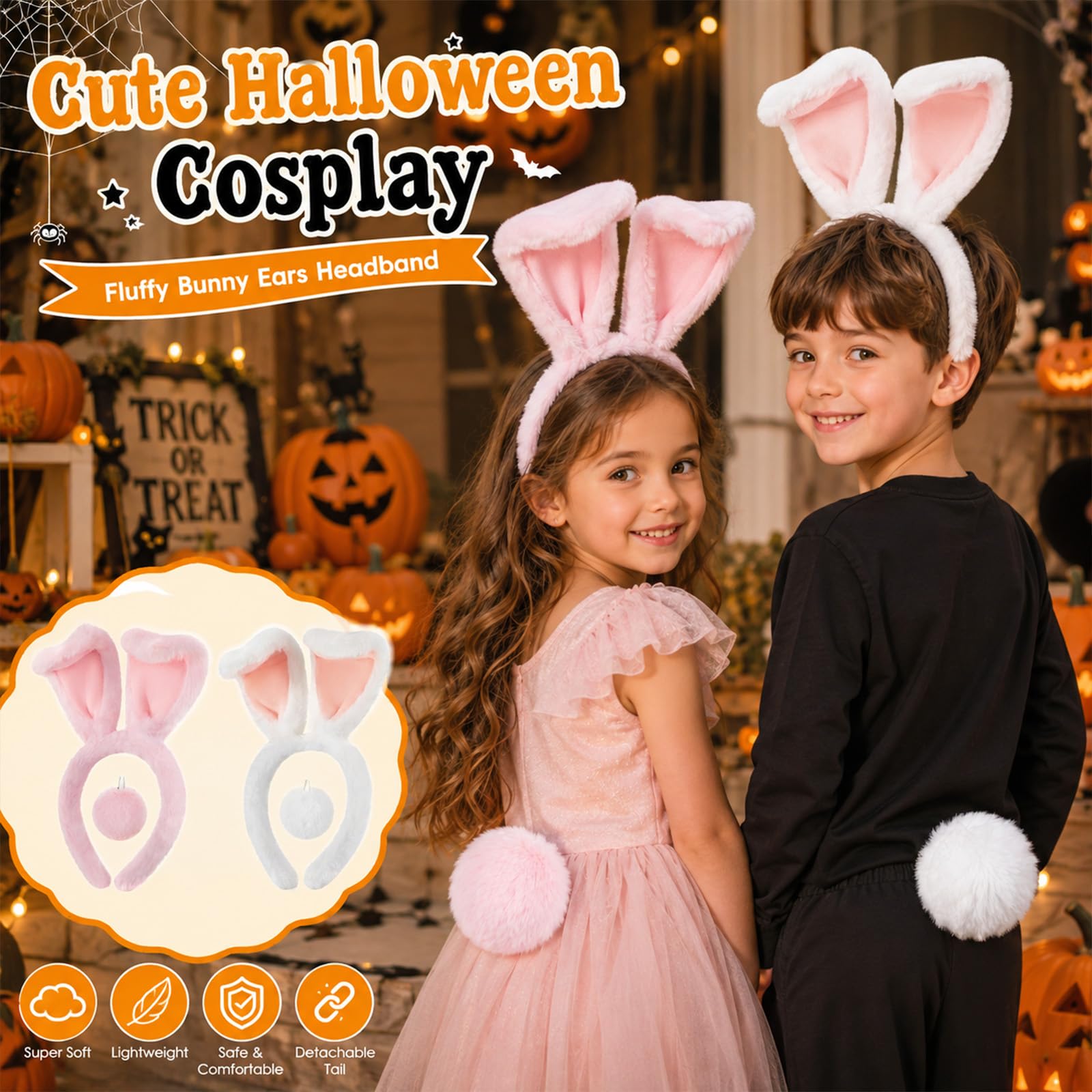 Soft plush finish headband ears and tail