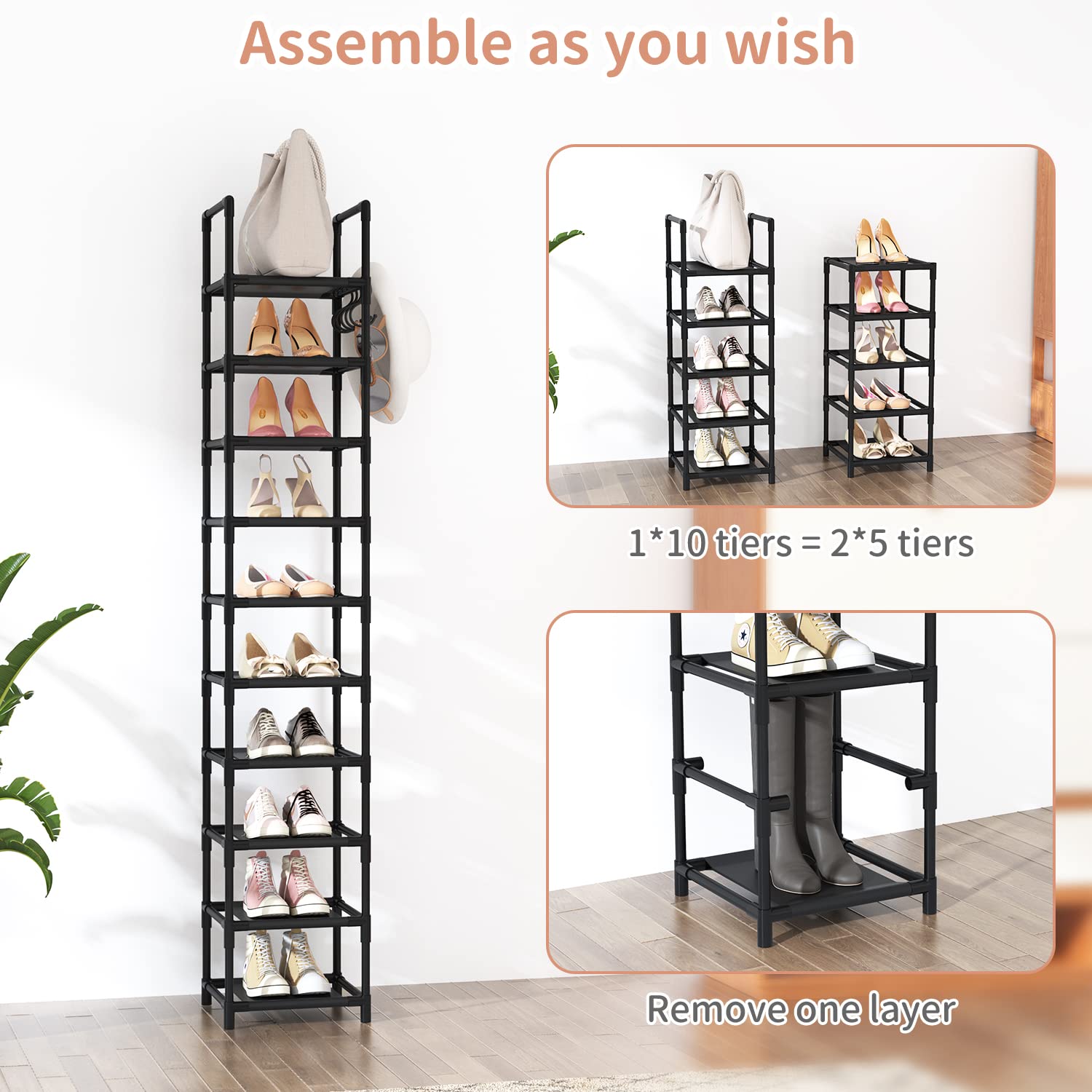 five hooks for umbrellas bags and keys on shoe rack