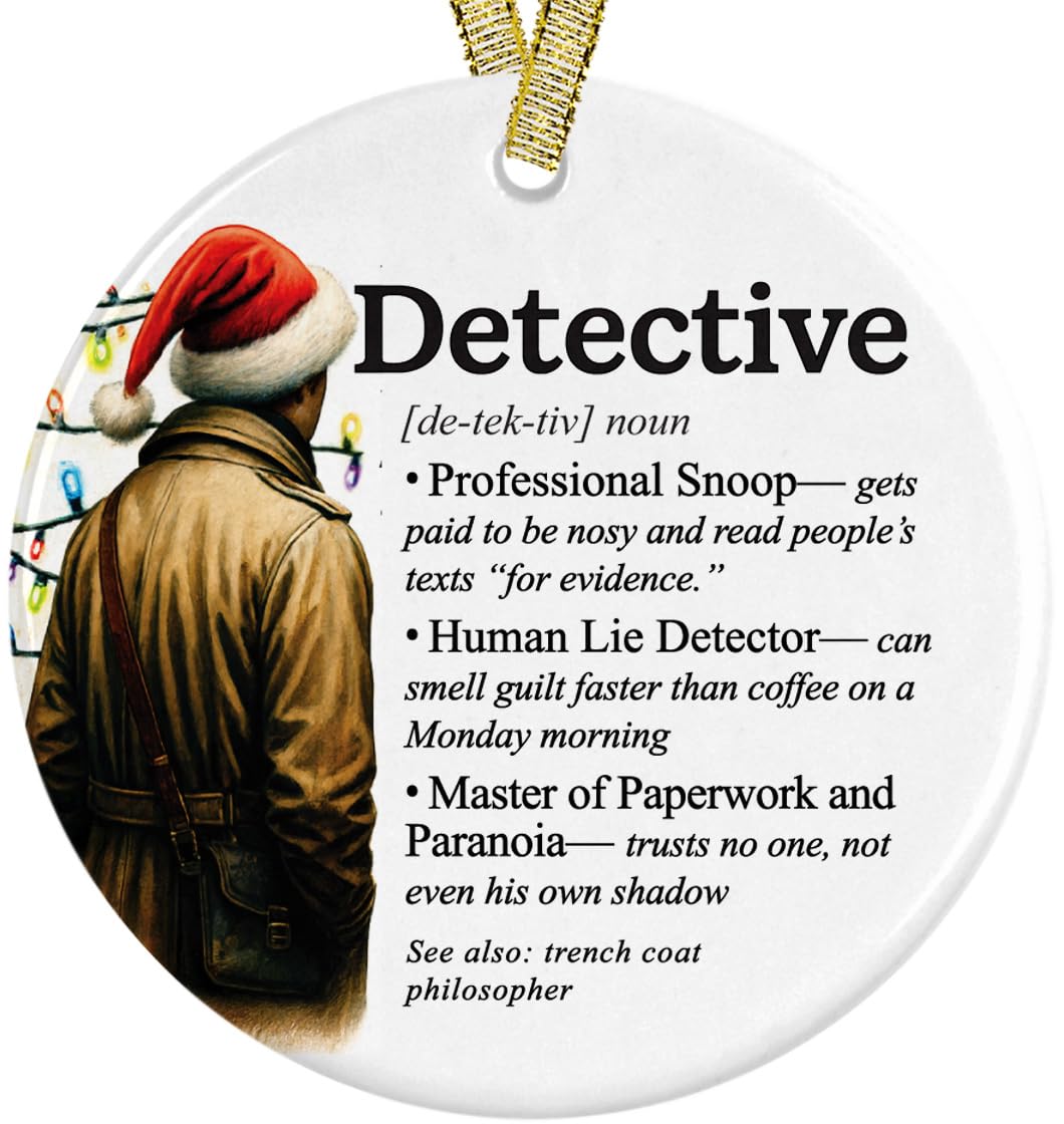 Detective Definition Christmas Ornament 3 inch ceramic with UV printing