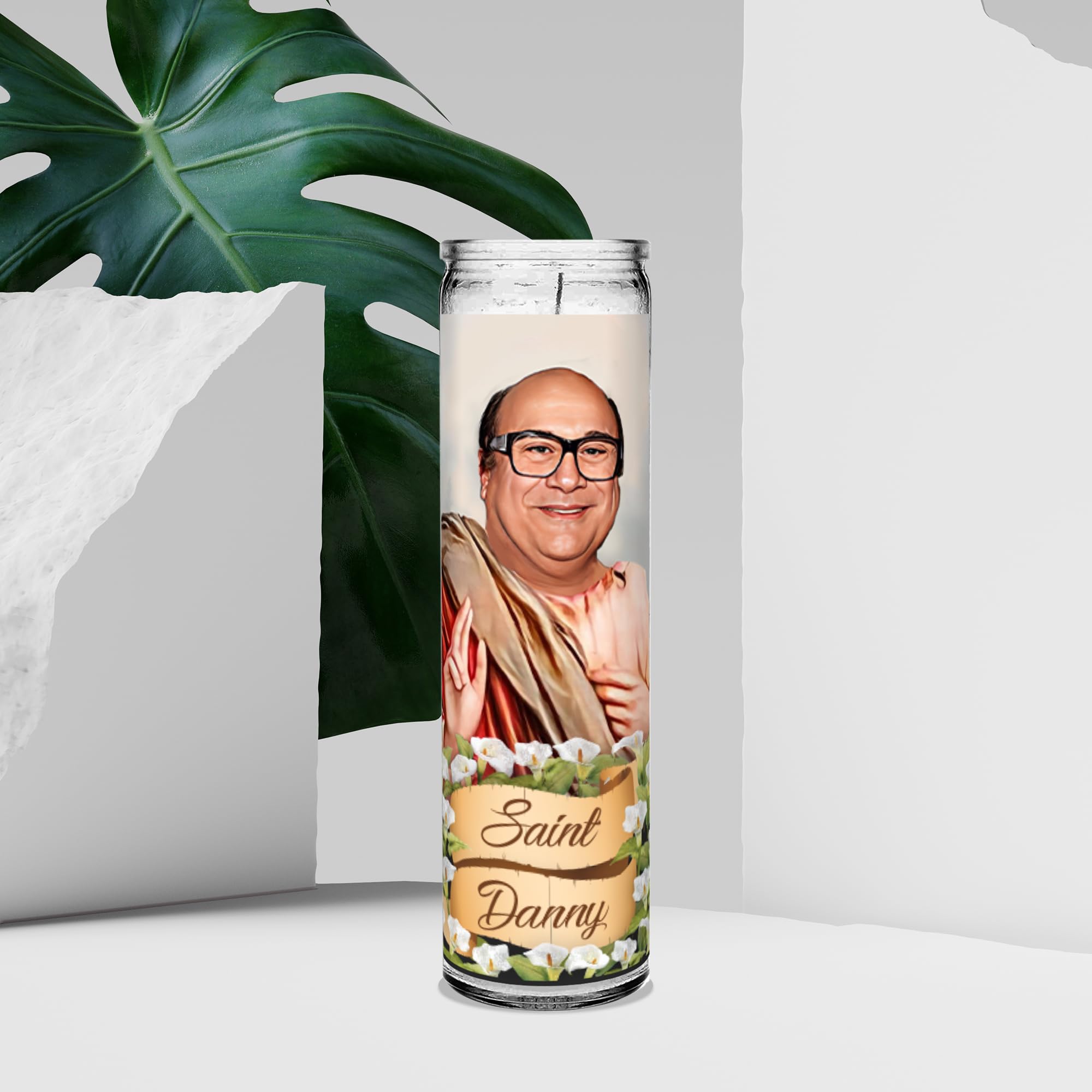 Parody devotional candle artwork Saint Danny DeVito
