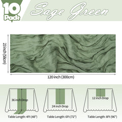 Dexbriz 10 pack sage green cheesecloth table runners
