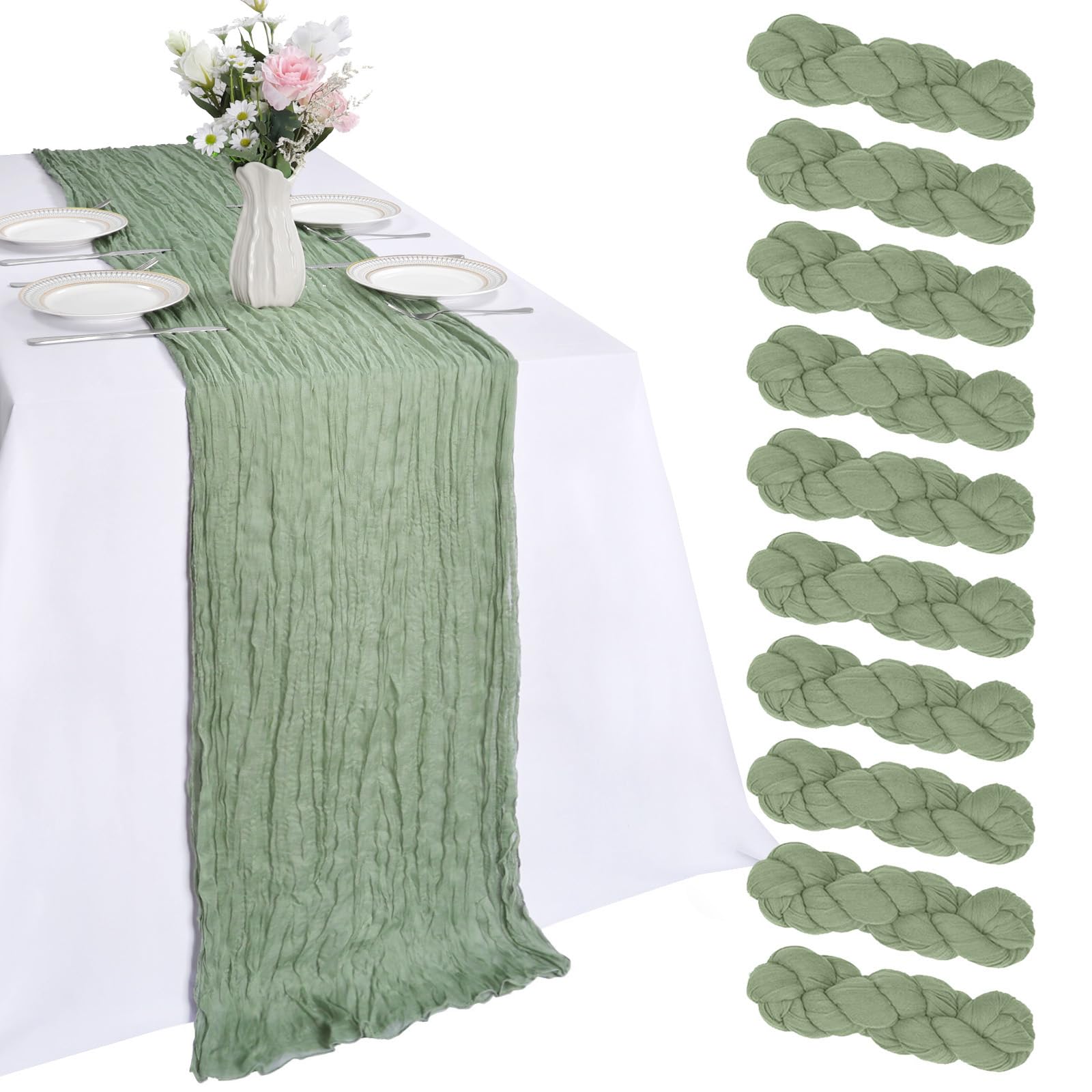 Dexbriz sage green table runner 23 x 120 inches 10 pack