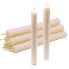 DEYBBY 8 inch Ivory White Natural Beeswax Honeycomb Rolled Candles boxed and ready