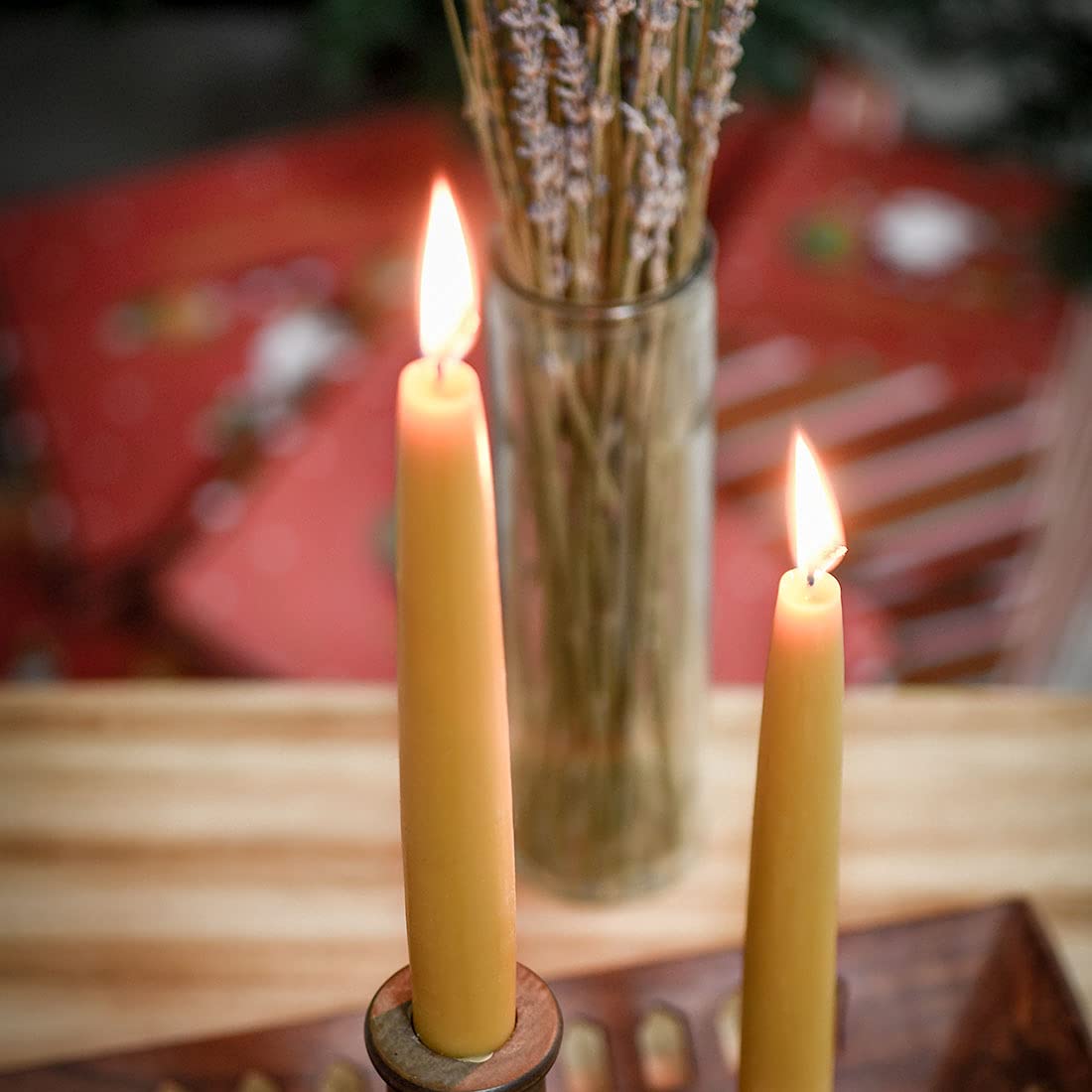 Beeswax taper candle with cotton wick 0.8 inch diameter