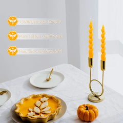 Twisted beeswax taper candle 7 inch DEYBBY 2 pack detail
