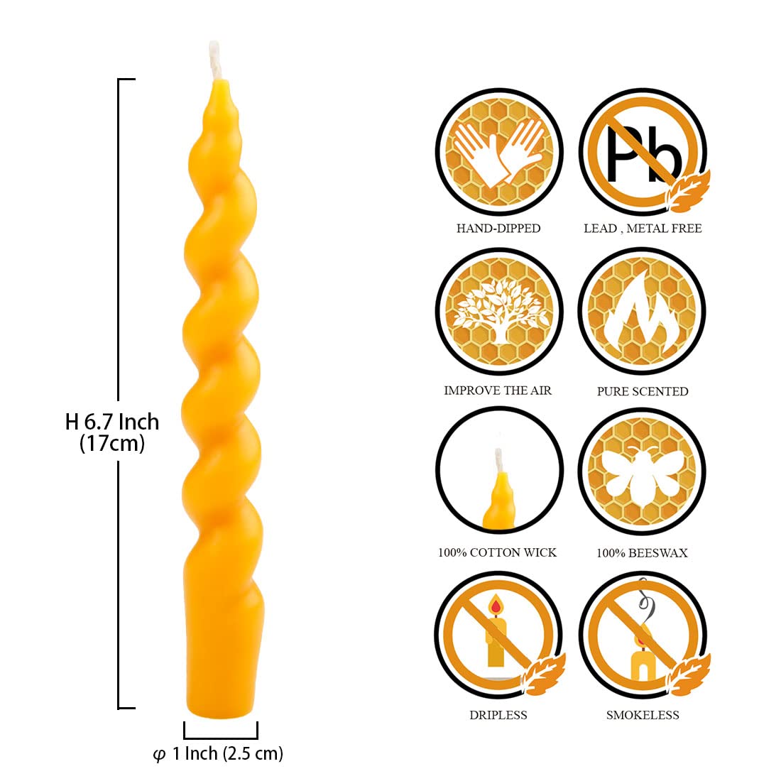 Natural beeswax candle with cotton wick DEYBBY