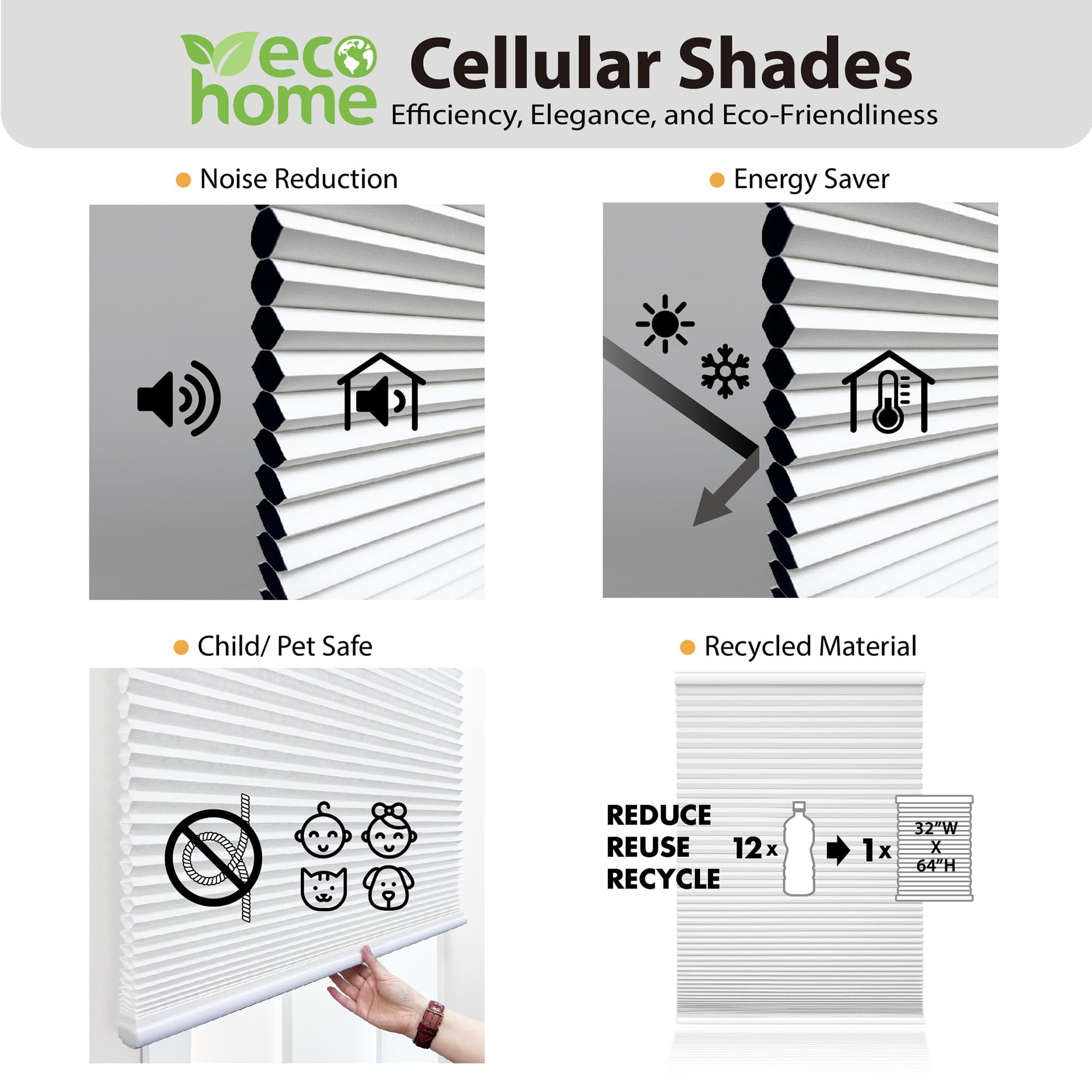 Cordless cellular shade by DEZ FURNISHINGS 1 inch width