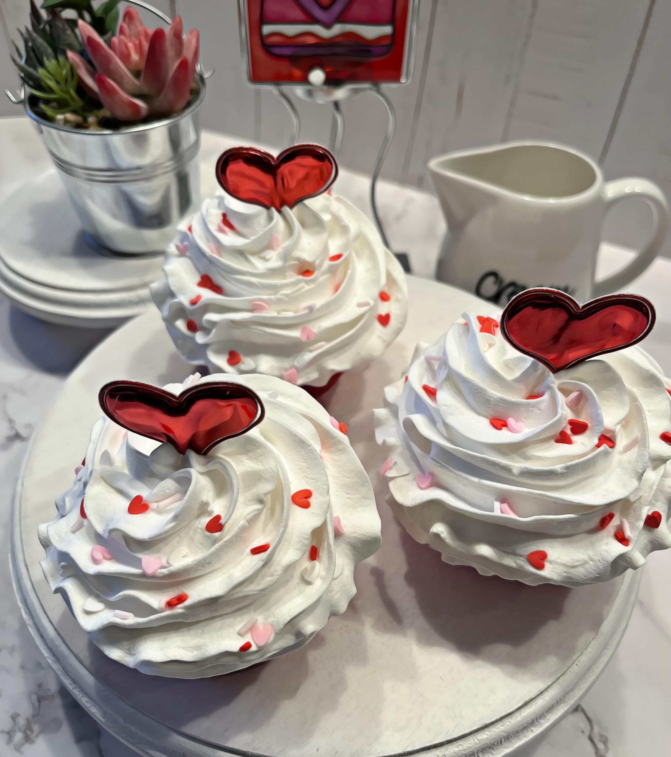 Valentine themed red cupcake decor for home or theater