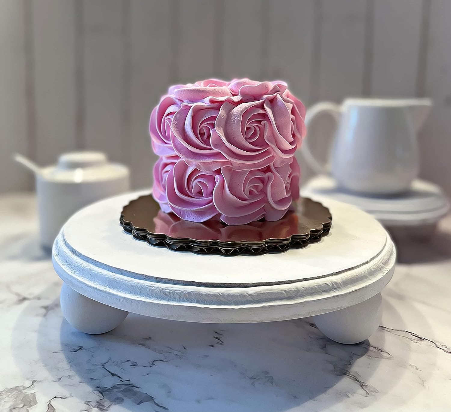 Fake cake pink mini rosette on 6 inch board