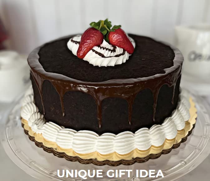 9 inch wide 4.5 inch tall fake cake on 10 inch board