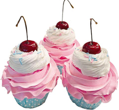 Dezicakes fake cake cupcakes set of 3 pink and white bubblegum decor