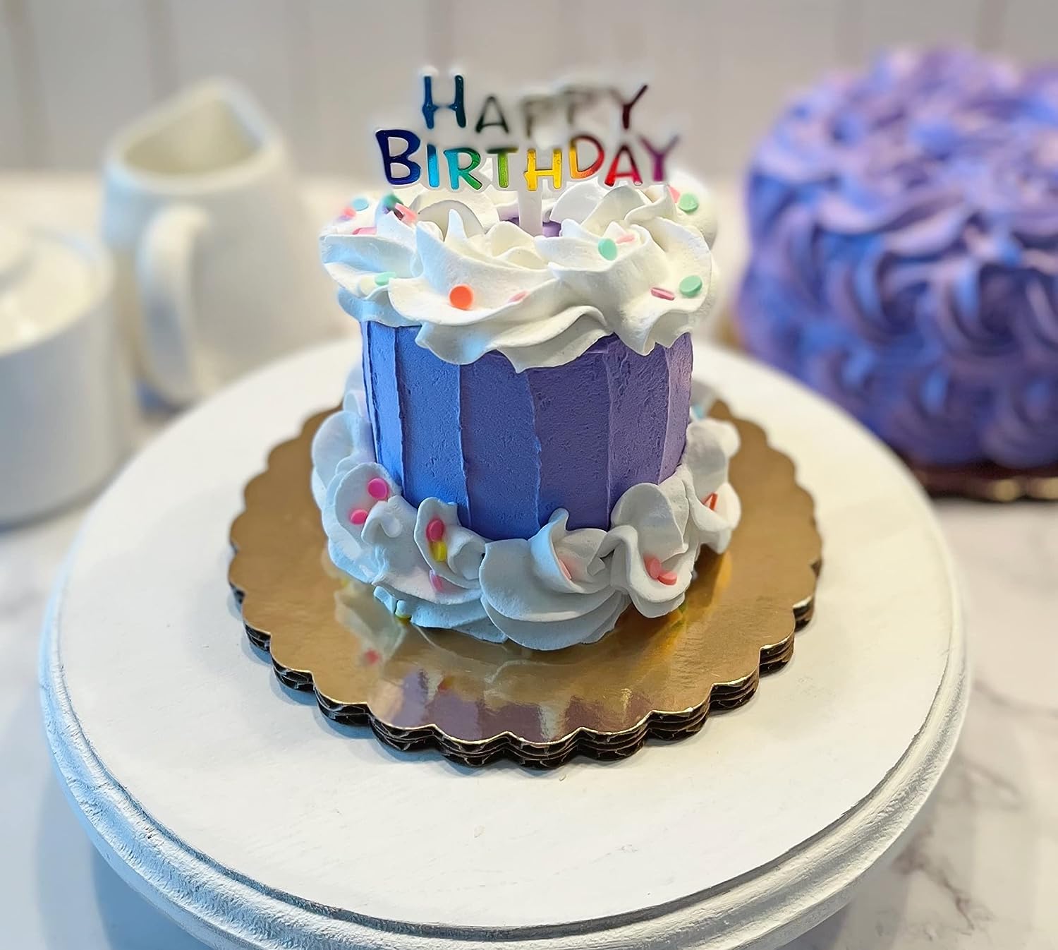 Dezicakes fake cake home decor display on stand