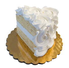 Dezicakes fake cake piece white rosette slice on cake board