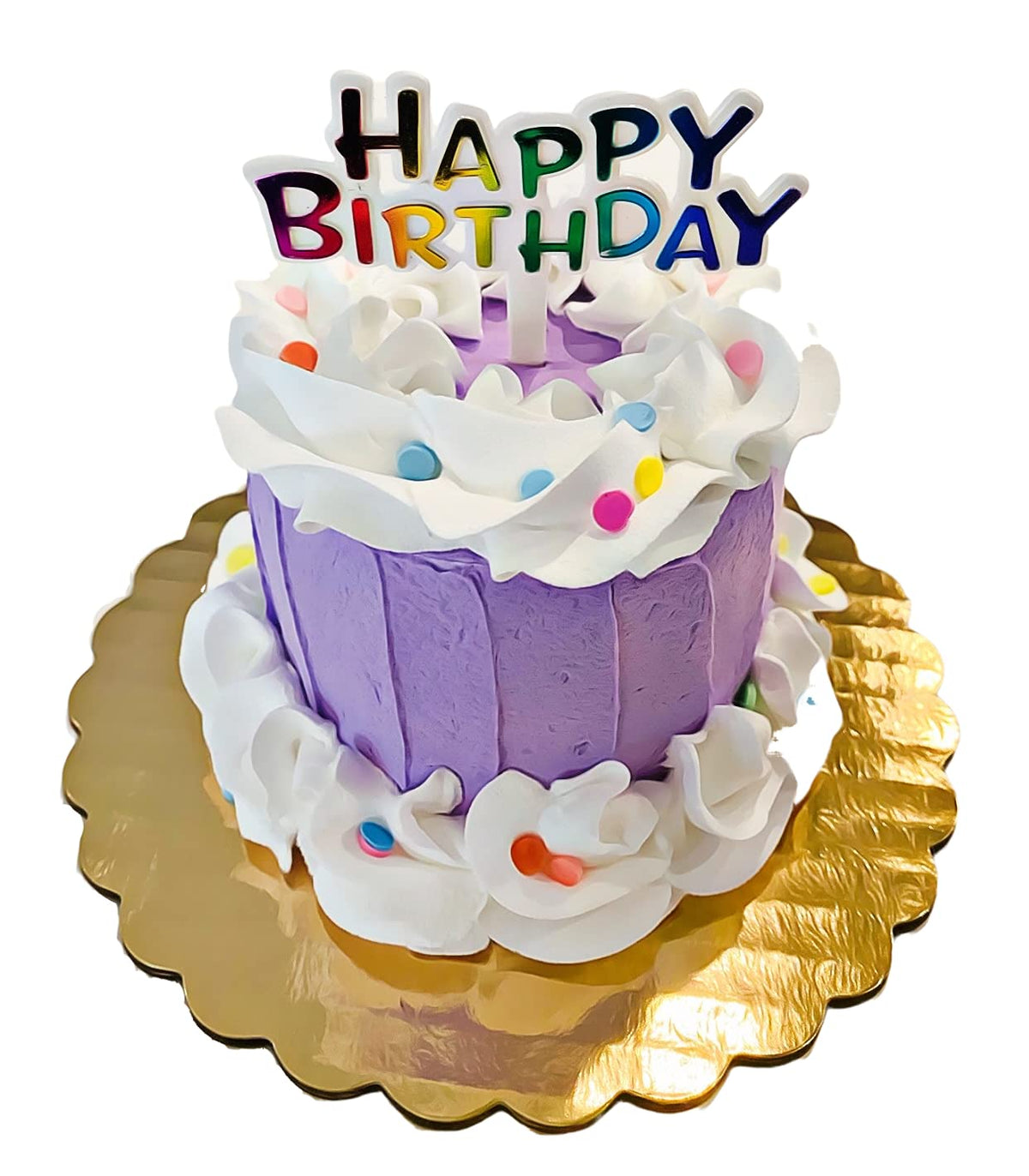 Dezicakes fake cake purple mini 4in wide 4.5in tall