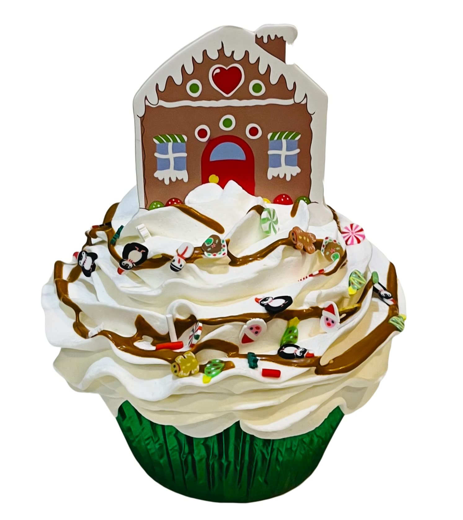 DEZICAKES fake christmas cupcake decorative item 3.5in wide 4.5in tall