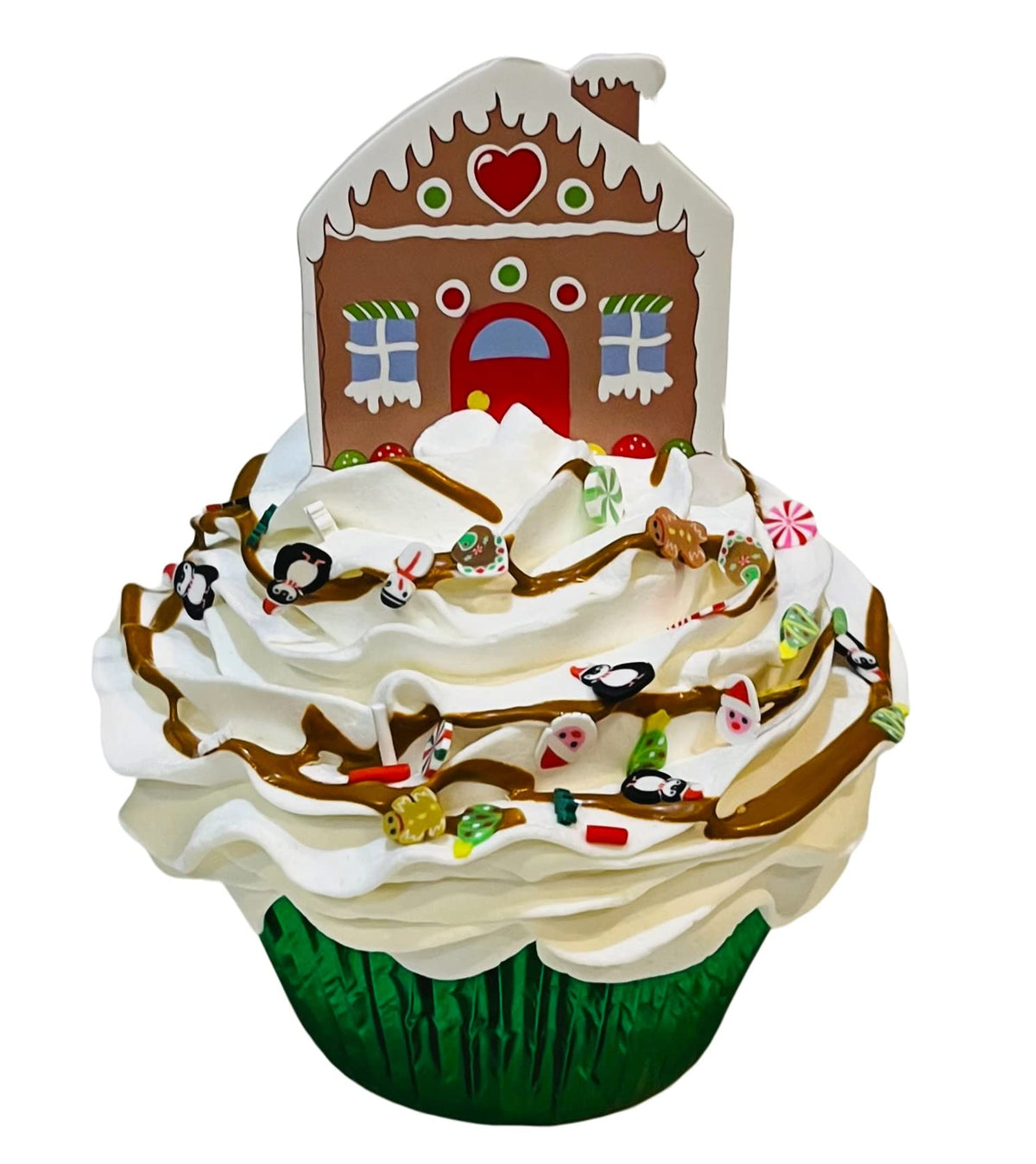 DEZICAKES fake christmas cupcake decorative item 3.5in wide 4.5in tall