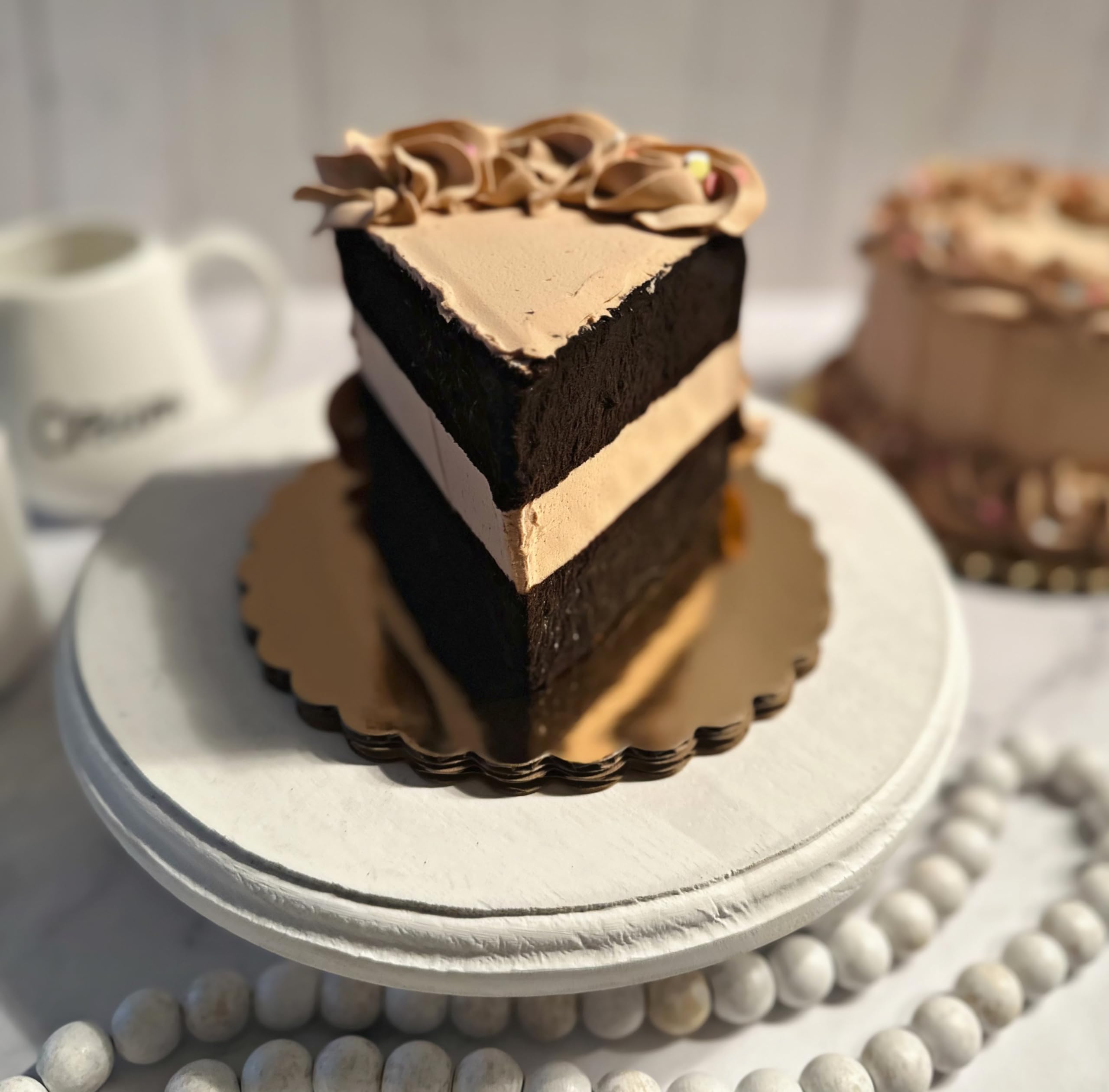 Fake piece cake slice 3-5w-4h on 6in board