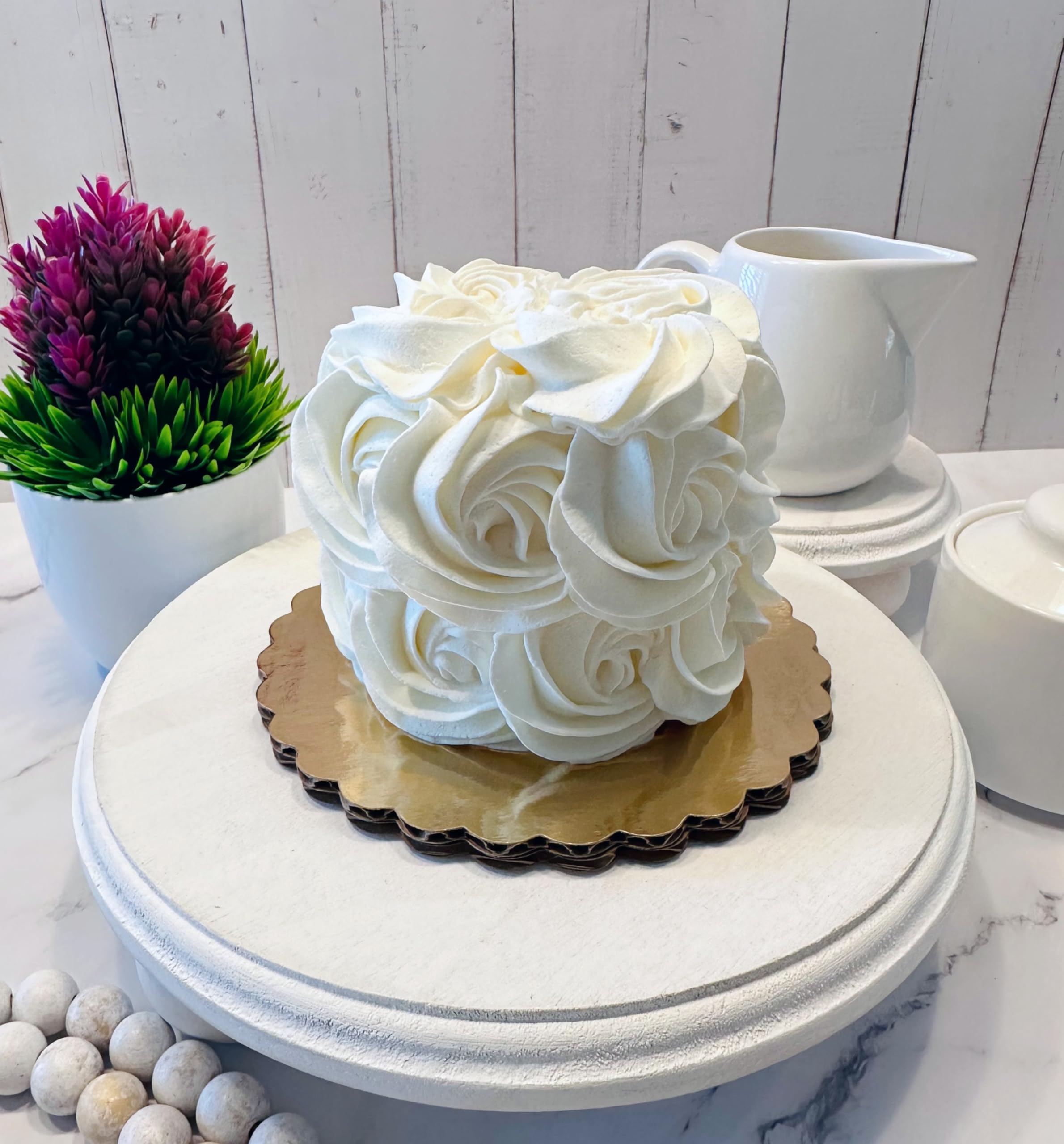 Ivory mini rosette cake decor item