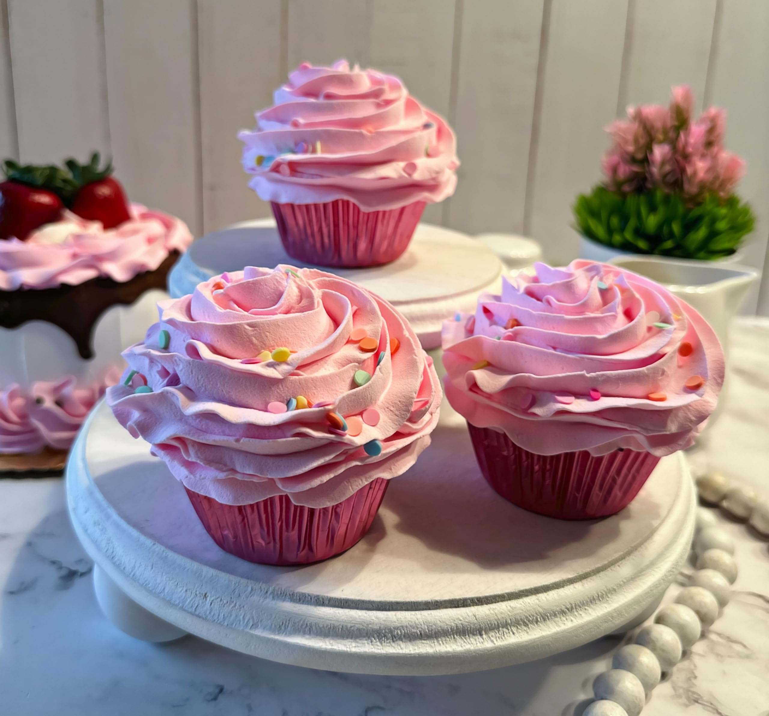 Pink Confetti Birthday fake cupcakes by Dezicakes for display