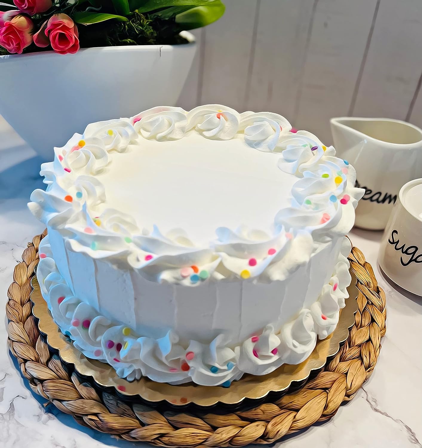 Fake cake on display stand for decor setups