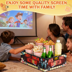 Solid wood movie night snack organizer with stain resistant finish