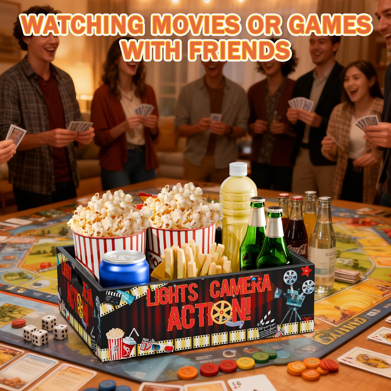 Dhmkfly wooden snack tray for home theater use