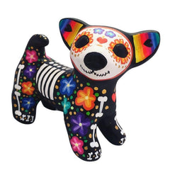 Hand painted catrina dog with color flower eye accents