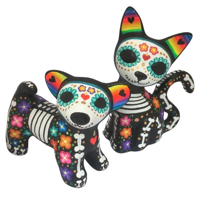 Dia de Muertos Catrina dog figure decorative sculpture 4.8 in tall