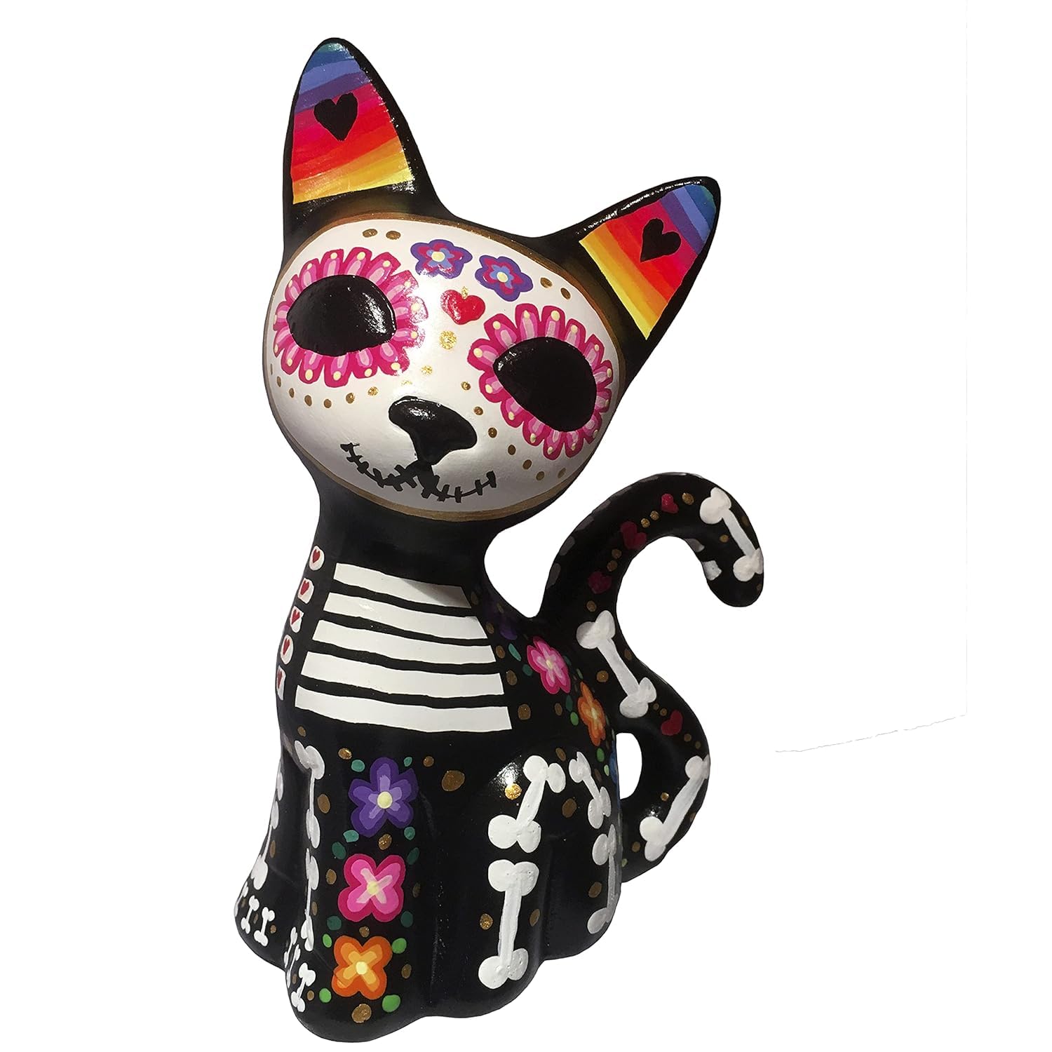 Dia de Muertos dog figurine measures 4.8 x 5.2 x 2.6 in