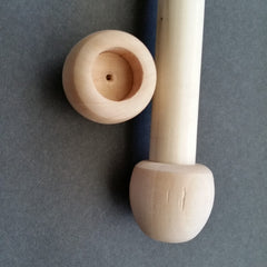 Two piece set of wooden finial dowel caps