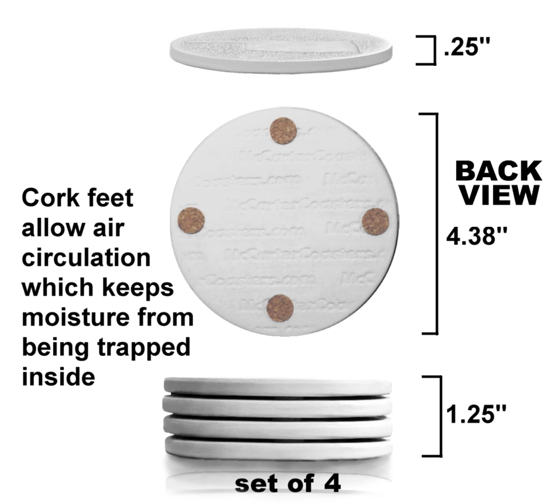 Natural earthenware clay absorbs moisture coaster