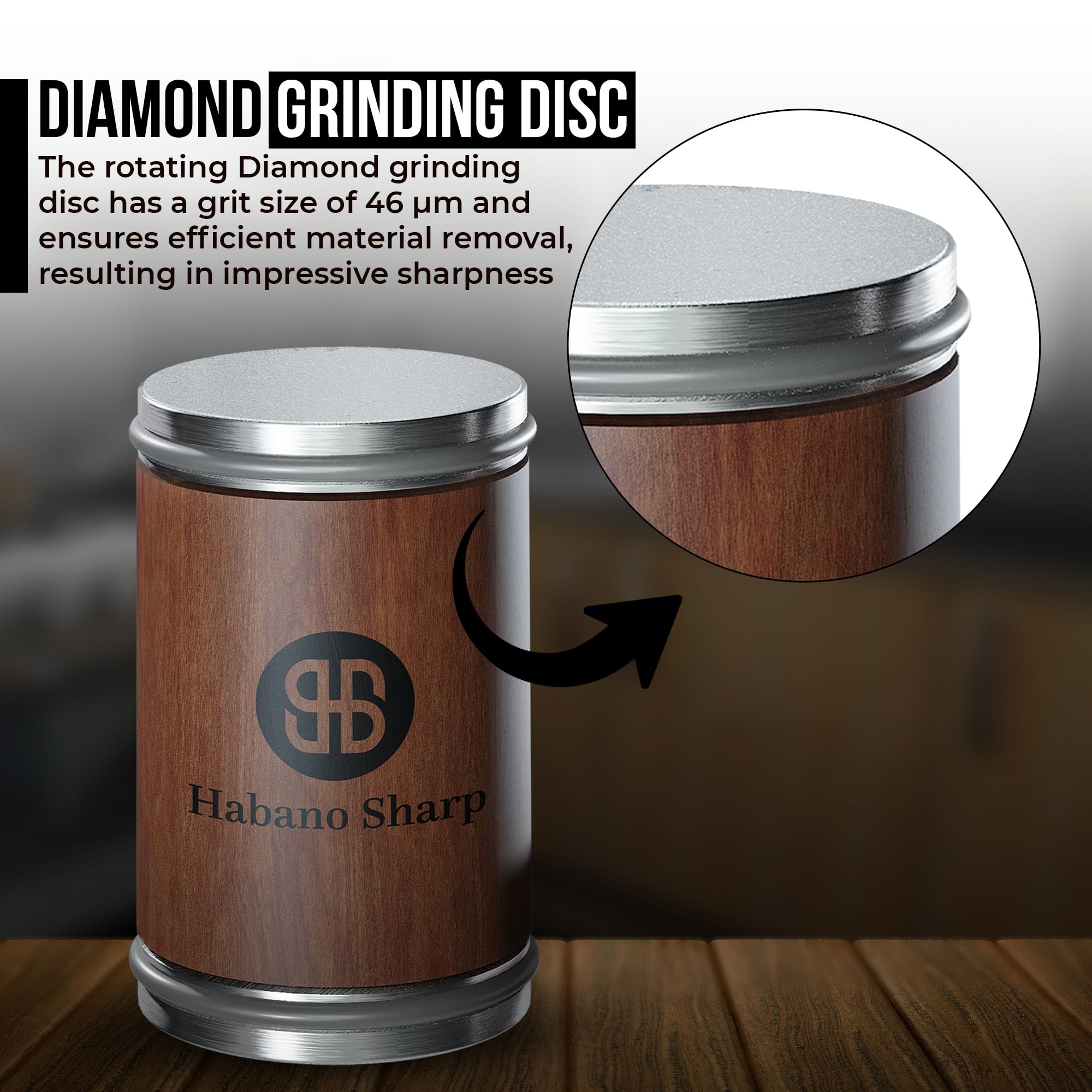 Diamond polishing disc 1000 on sharpener
