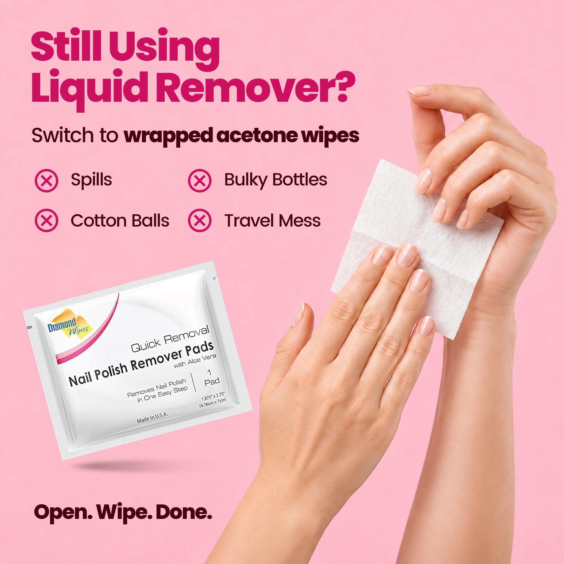 Aloe Vera Pads included with nail polish remover wipes