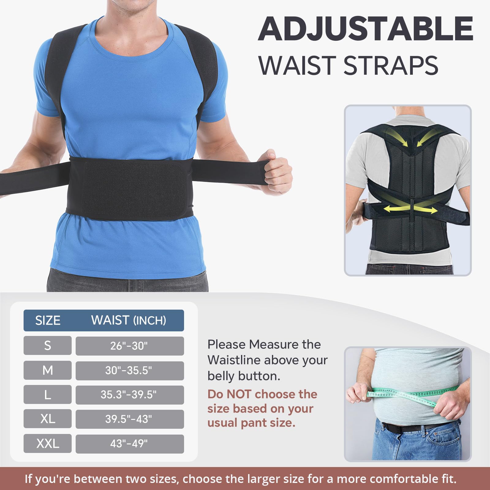 Size M waist 30-35.5 inches back brace for men and women