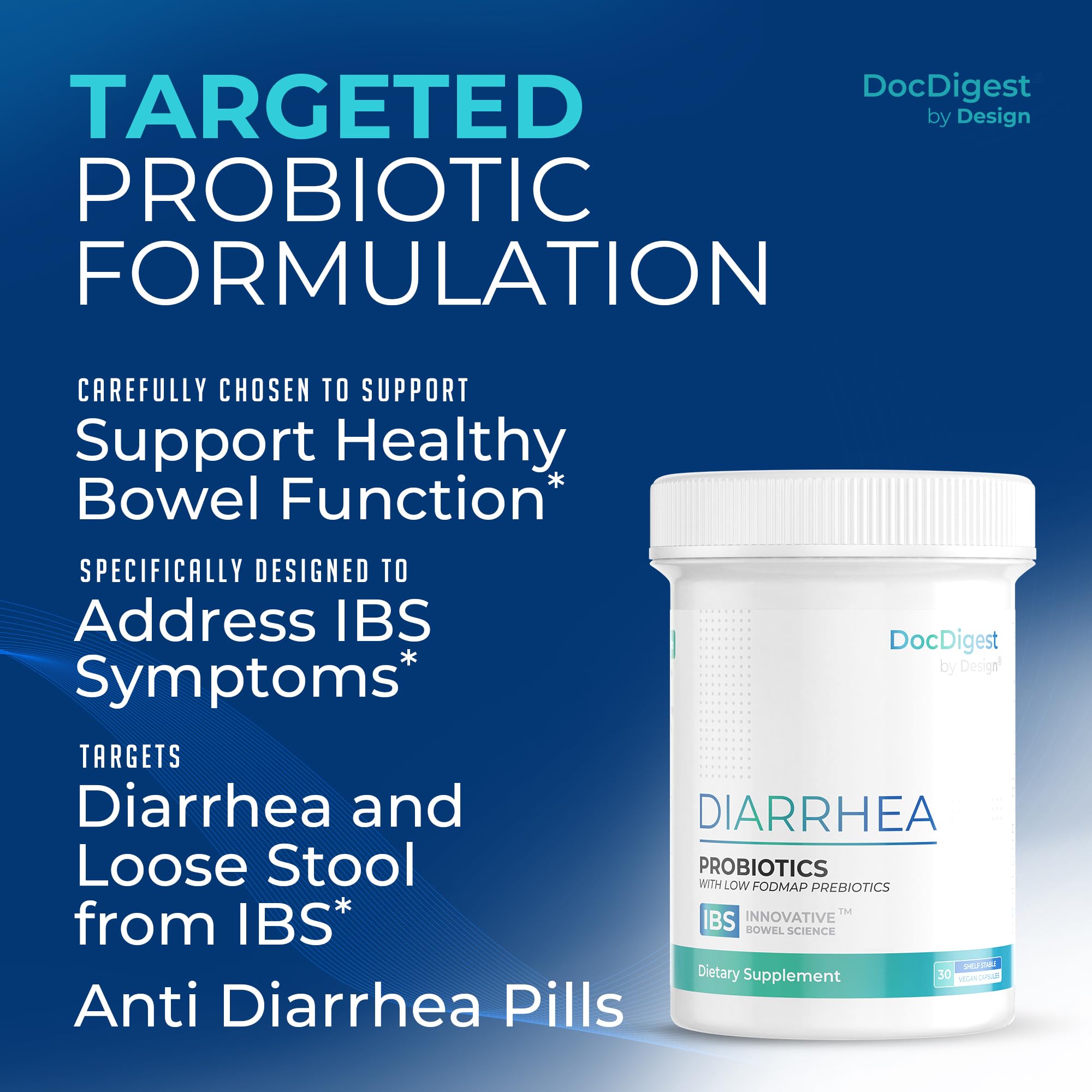 Diarrhea relief probiotic pills product packaging