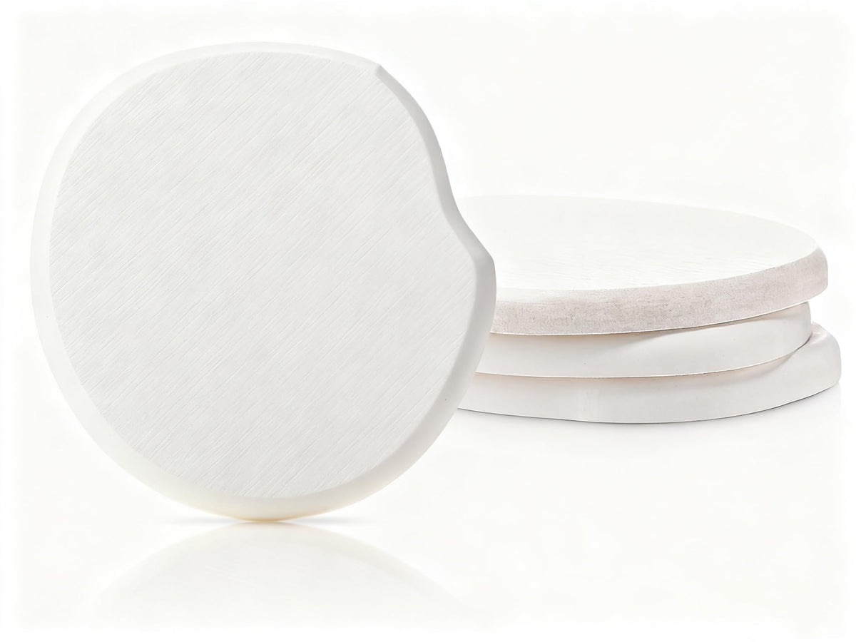Diatomaceous Earth Drink Coasters Set of 4 white stone design